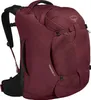 A maroon Osprey Fairview 55 travel backpack is shown from a side-angle against a white background. Podgląd zdjęcia produktu