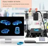 A 3D printer is shown next to a computer displaying 3D car models, with a small 3D printed car on the desk. Produktbild-Vorschau