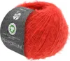 A ball of red yarn with a label wrapped around it, shown against a white background. Produktbild-Vorschau