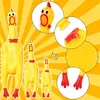 A collage of images showing different sizes of squeaky rubber chickens, with close-up views of the chicken's head and feet. Náhľad obrázku produktu