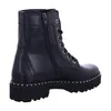 A black leather lace-up boot with a side zipper and studded sole, shown from the side. Produktbild-Vorschau