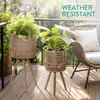 Navaris 2x Blumentopf mit Ständer im Rattan Look - Boho Produktbild-Vorschau 4
