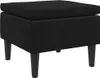 A black velvet ottoman with wooden legs is shown against a white background. Náhľad obrázku produktu