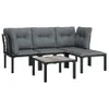 vidaXL 5-tlg. Garten-Lounge-Set Schwarz und Grau Poly Produktbild-Vorschau 4