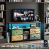 Nowoczesny stojak pod telewizor LED, drewno, 4 szuflady, Podgląd zdjęcia produktu 3