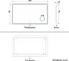 Technical drawings and dimensions of a rectangular LED bathroom mirror with a circular magnifying mirror and a touch sensor. Produktbild-Vorschau