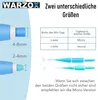 Diagram showing different sizes of a product for removing skin tags, with text explaining the sizes. Podgląd zdjęcia produktu