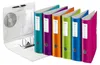 A row of colorful binders is displayed on a white background, with an open binder in the foreground containing a CD and documents. Produktbild-Vorschau
