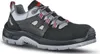 A single black, gray, and red safety shoe is shown against a white background. Produktbild-Vorschau