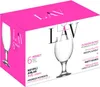 A product box for LAV Misket glasses, showing images of the glasses and text in multiple languages. Podgląd zdjęcia produktu