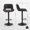 Two views of a black adjustable bar stool with dimensions labeled. Produktbild-Vorschau