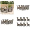 vidaXL 9 tlg. Garten Essgruppe mit Kissen Grau Poly Rattan Produktbild-Vorschau 1