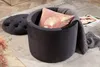 Eleganter Hocker MODERN BAROCK 50cm schwarz Samt Produktbild-Vorschau 5