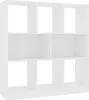 A white, six-compartment bookshelf against a white background. Náhled obrázku produktu