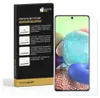 A product box with instructions and a screen protector on a smartphone. Produktbild-Vorschau