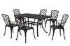 A black metal dining set with a rectangular table and six chairs, displayed on a white background. Produktbild-Vorschau