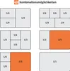A collage of different size combinations represented by rectangles with numerical labels. Podgląd zdjęcia produktu