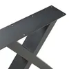 A close-up view of a black metal table base with an X-shaped design, designed for a coffee table, bench, or stool. Podgląd zdjęcia produktu