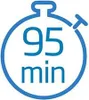 A graphic representing a stopwatch with the text "95 min" inside. Voir les images du produit