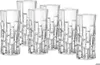 A set of six clear, tall glasses with a decorative geometric pattern on the lower half, arranged on a white background. Anteprima dell’immagine prodotto