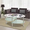 Oval Couchtisch aus Glas mit 2 Ebenen,Beistelltisch mit Produktbild-Vorschau 1