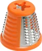 A close-up studio shot of an orange and silver grater attachment. Produktbild-Vorschau