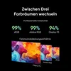 Marketing image showing color gamut coverage percentages and visual representations of color spaces. Podgląd zdjęcia produktu