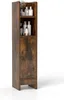A tall, narrow wooden cabinet with two open shelves and a closed cabinet at the bottom, filled with various bottles and jars. Podgląd zdjęcia produktu