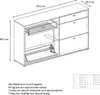 A technical drawing of a white cabinet with dimensions and labels. Produktbild-Vorschau