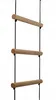 A close-up view of a wooden ladder with black ropes against a white background. Produktbild-Vorschau