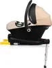 A side view of a beige and black baby car seat with its base and support leg. Produktbild-Vorschau