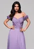 Ombre  Off-Shoulder-Abendkleid mit Blumenärmeln und Schlitz Produktbild-Vorschau 3