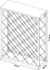 A line drawing of a wine rack with dimensions indicated. Podgląd zdjęcia produktu