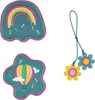 Three decorative patches and a hanging charm with two flowers. Náhled obrázku produktu