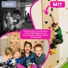 A collage showing children playing on a climbing wall indoors, contrasted with children passively using electronic devices. Náhled obrázku produktu