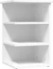 A white corner shelf unit with three shelves. Náhled obrázku produktu