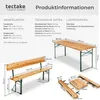 Product information and dimensions for a picnic table and bench set. Produktbild-Vorschau