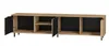 An open TV cabinet with wooden exterior and black interior. Produktbild-Vorschau