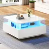 okwish Hochglanz-LED-Couchtisch Quadratischer Couchtisch Produktbild-Vorschau 3