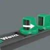 A close-up view of a Wera tool accessory, showing green magnetic holders on a dark gray rail. Produktbild-Vorschau