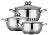 3er Edelstahl Kochtopf-Set ∅ 16 +18 + 20 cm Glasdeckel Produktbild-Vorschau 1