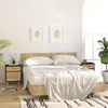 Nachttisch Schwarz Massivholz Kiefer und Natur-Rattan Produktbild-Vorschau 3