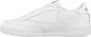 A side view of a white Reebok Club 85 sneaker with green accents. Voir les images du produit