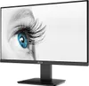 A black computer monitor with a stand, displaying a close-up image of a blue eye with long eyelashes. Náhľad obrázku produktu