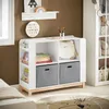 A children's room with a white storage unit filled with books and toys. Podgląd zdjęcia produktu