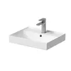 A white ceramic sink with a chrome faucet, isolated on a white background. Podgląd zdjęcia produktu