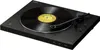 A black Sony turntable with a record on it, shown from a slightly elevated angle. Produktbild-Vorschau
