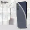 A clear phone case is shown on a Samsung phone, with text overlay. Produktbild-Vorschau
