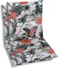 Two chair cushions with a tropical bird and flower pattern are stacked on top of each other. Produktbild-Vorschau