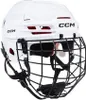 A white CCM hockey helmet with a black cage. Náhľad obrázku produktu